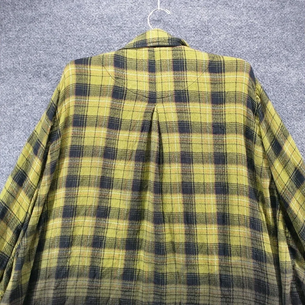 We The Free Yellow Green Plaid Button Down Shirt Jacket - Picture 6 of 12